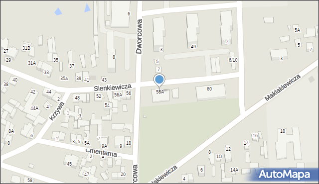 Mszczonów, Sienkiewicza Henryka, 58A, mapa Mszczonów