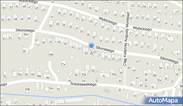 Myślenice, Sikorskiego Władysława, gen., 31, mapa Myślenice