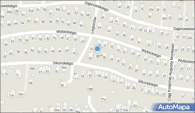 Myślenice, Sikorskiego Władysława, gen., 38, mapa Myślenice