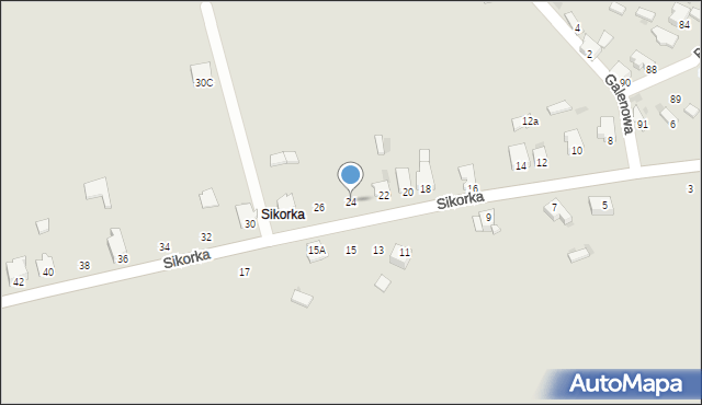 Myszków, Sikorka, 24, mapa Myszków