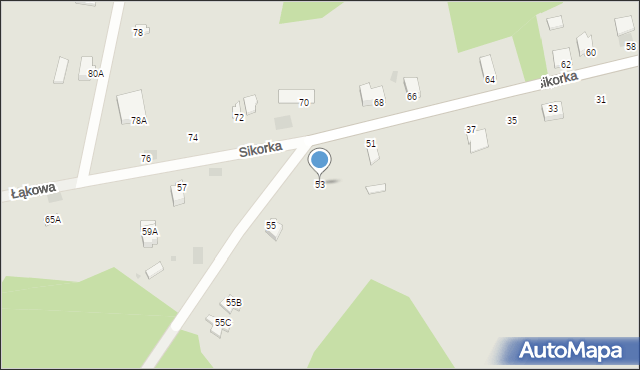 Myszków, Sikorka, 53, mapa Myszków