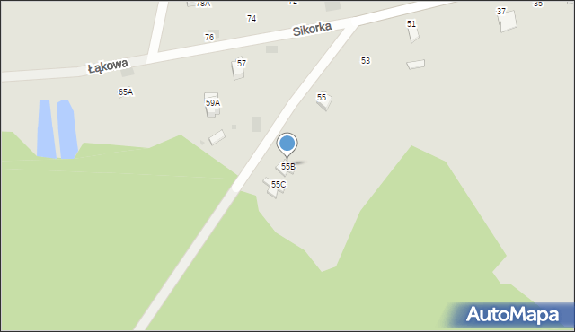 Myszków, Sikorka, 55B, mapa Myszków