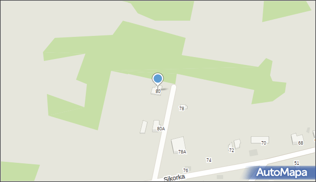 Myszków, Sikorka, 80, mapa Myszków