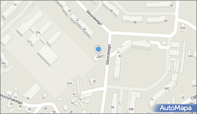 Myszków, Sikorskiego Władysława, gen., 24A, mapa Myszków