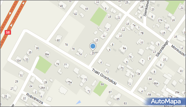 Nowe Grocholice, Sienkiewicza Henryka, 13, mapa Nowe Grocholice