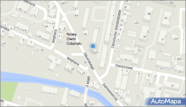 Nowy Dwór Gdański, Sikorskiego Władysława, gen., 2A, mapa Nowy Dwór Gdański
