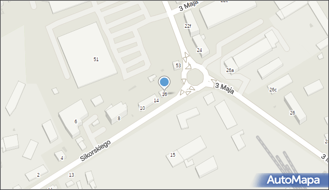 Oława, Sikorskiego Władysława, gen., 16, mapa Oława