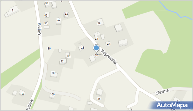 Olszowice, Sieprawska, 20, mapa Olszowice