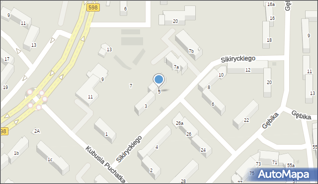 Olsztyn, Sikiryckiego Igora, 5, mapa Olsztyna