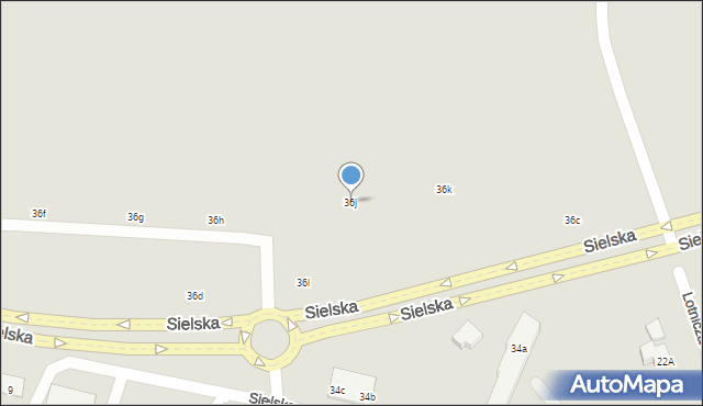 Olsztyn, Sielska, 36j, mapa Olsztyna