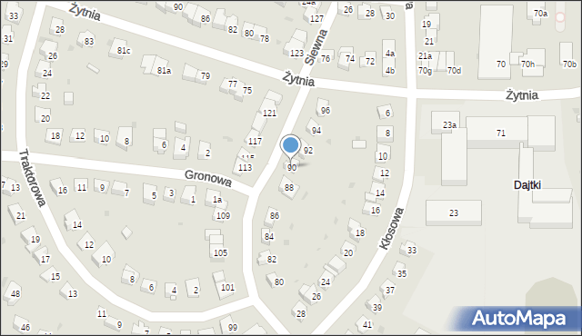 Olsztyn, Siewna, 90, mapa Olsztyna