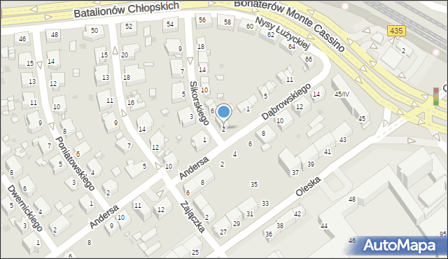 Opole, Sikorskiego Władysława, gen., 2, mapa Opola