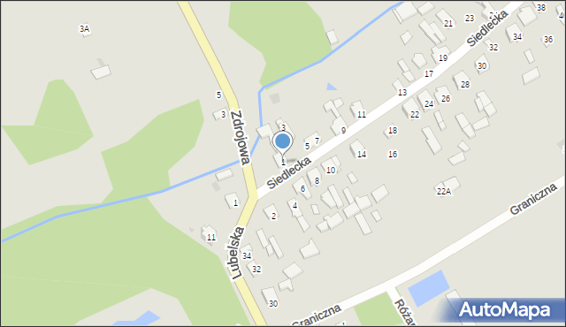 Osieck, Siedlecka, 1, mapa Osieck