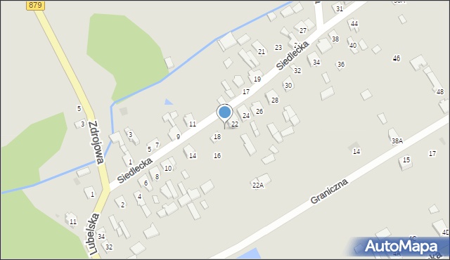 Osieck, Siedlecka, 20, mapa Osieck