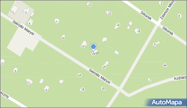 Osiedle Wilga, Sierotki Marysi, 13, mapa Osiedle Wilga