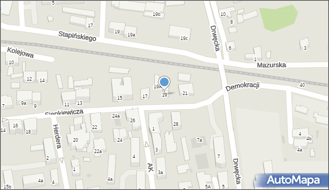 Ostróda, Sienkiewicza Henryka, 19, mapa Ostróda