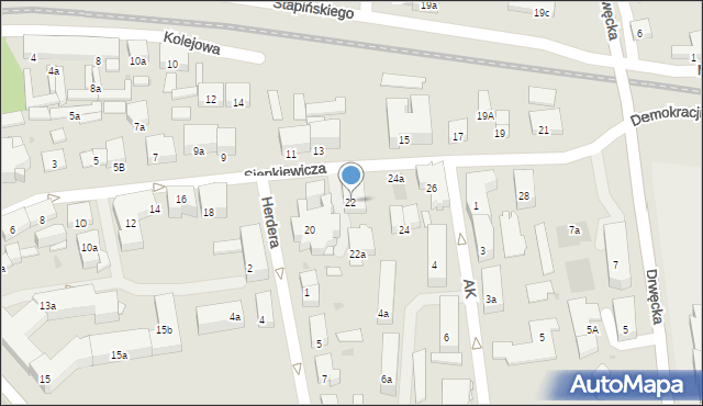 Ostróda, Sienkiewicza Henryka, 22, mapa Ostróda