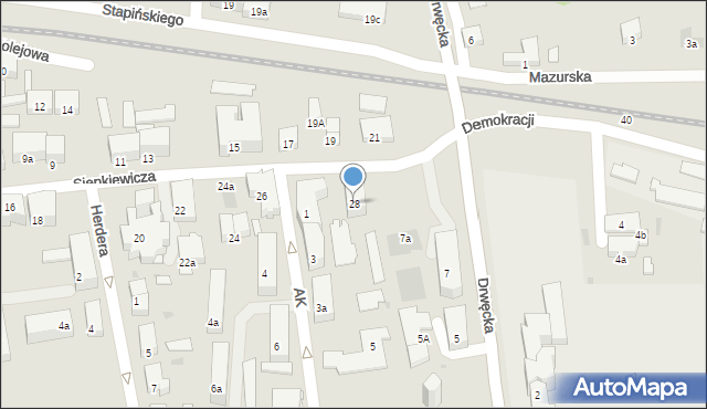 Ostróda, Sienkiewicza Henryka, 28, mapa Ostróda