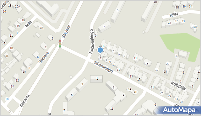 Ostrołęka, Sikorskiego Władysława, gen., 1, mapa Ostrołęka