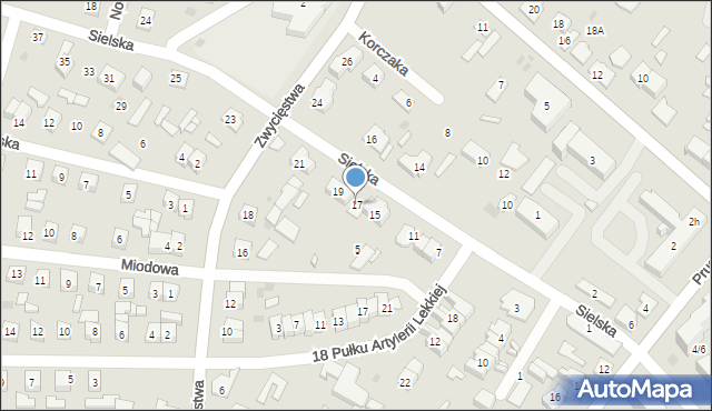 Ostrów Mazowiecka, Sielska, 17, mapa Ostrów Mazowiecka