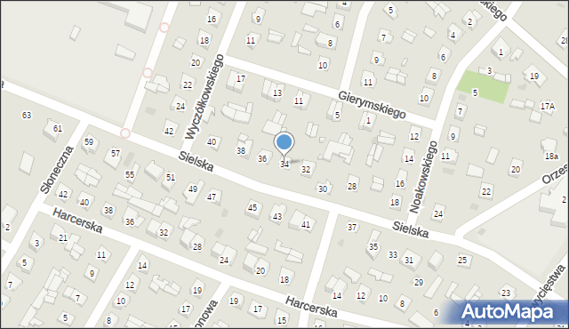 Ostrów Mazowiecka, Sielska, 34, mapa Ostrów Mazowiecka