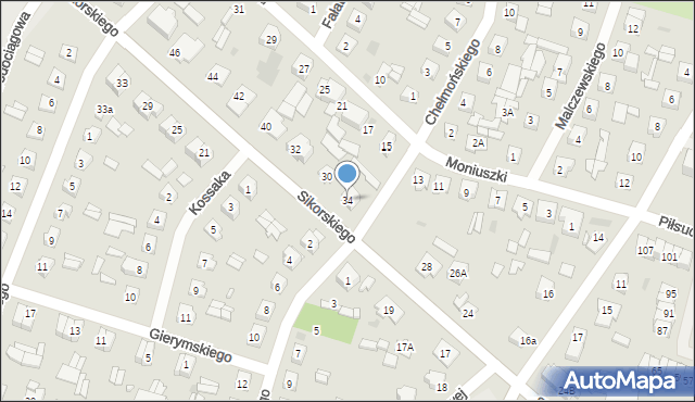 Ostrów Mazowiecka, Sikorskiego Władysława, gen., 34, mapa Ostrów Mazowiecka