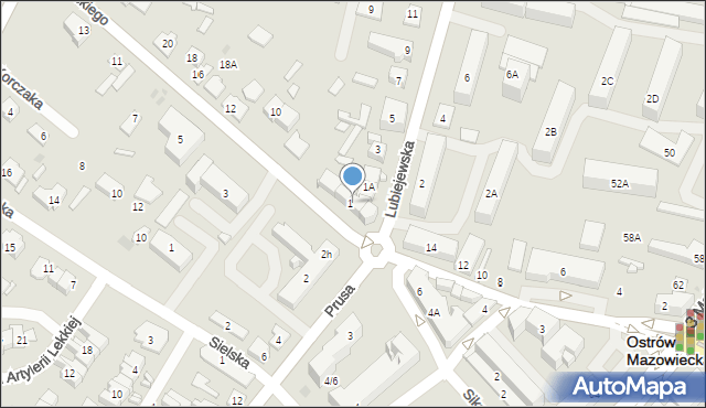 Ostrów Mazowiecka, Sikorskiego Władysława, gen., 8, mapa Ostrów Mazowiecka