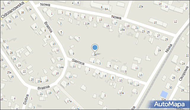 Ostrów Wielkopolski, Sieroca, 1a, mapa Ostrów Wielkopolski