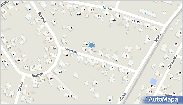 Ostrów Wielkopolski, Sieroca, 3, mapa Ostrów Wielkopolski
