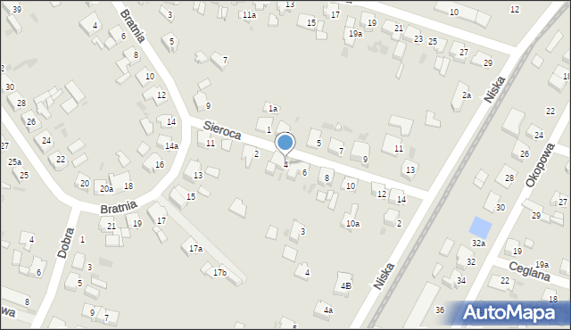 Ostrów Wielkopolski, Sieroca, 4, mapa Ostrów Wielkopolski