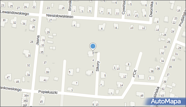 Ostrów Wielkopolski, Sikory Józefa, 2, mapa Ostrów Wielkopolski