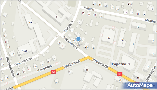 Pajęczno, Sienkiewicza Henryka, 4a, mapa Pajęczno