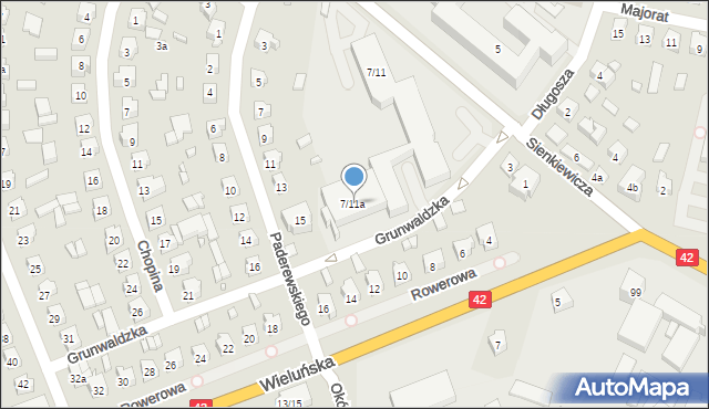 Pajęczno, Sienkiewicza Henryka, 7/11a, mapa Pajęczno