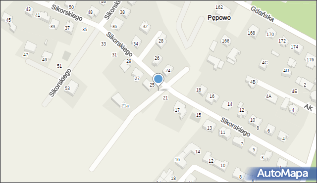 Pępowo, Sikorskiego Władysława, gen., 23, mapa Pępowo