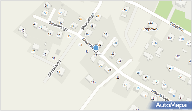 Pępowo, Sikorskiego Władysława, gen., 29, mapa Pępowo