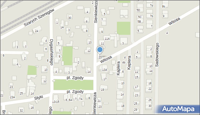 Piastów, Sienkiewicza Henryka, 13, mapa Piastów