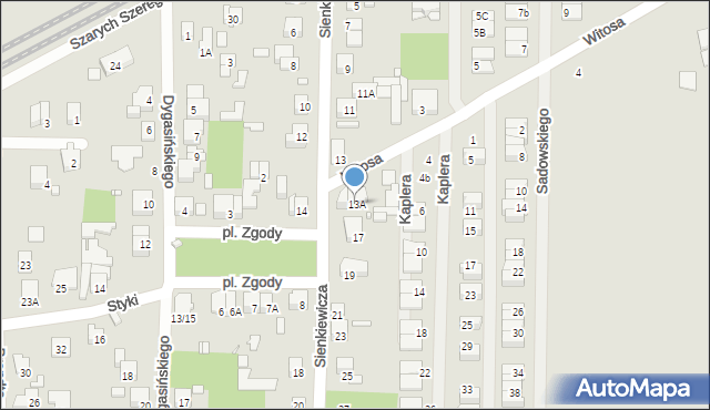 Piastów, Sienkiewicza Henryka, 13A, mapa Piastów