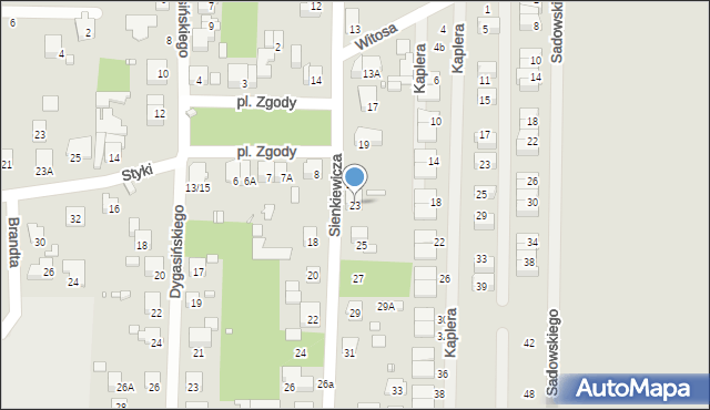 Piastów, Sienkiewicza Henryka, 23, mapa Piastów