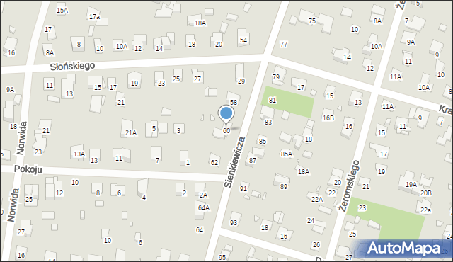 Piastów, Sienkiewicza Henryka, 60, mapa Piastów