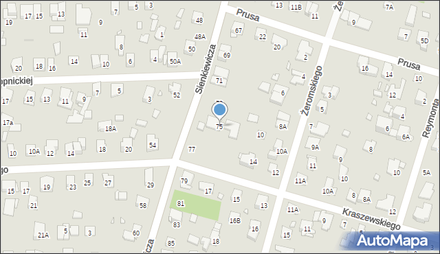 Piastów, Sienkiewicza Henryka, 75, mapa Piastów