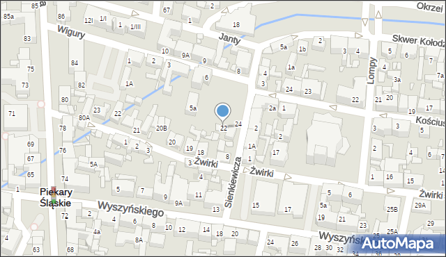 Piekary Śląskie, Sienkiewicza Henryka, 22, mapa Piekary Śląskie