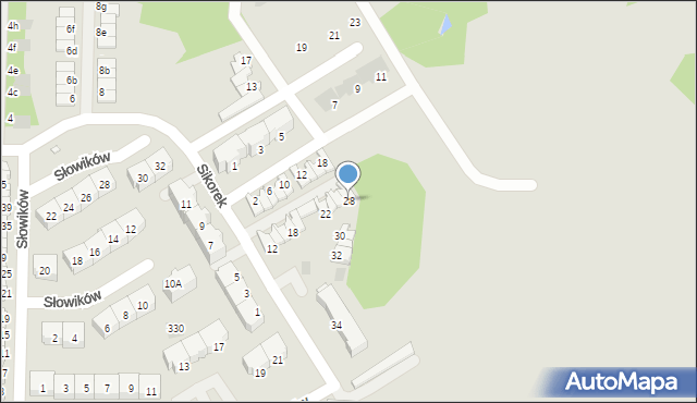 Piekary Śląskie, Sikorek, 28, mapa Piekary Śląskie