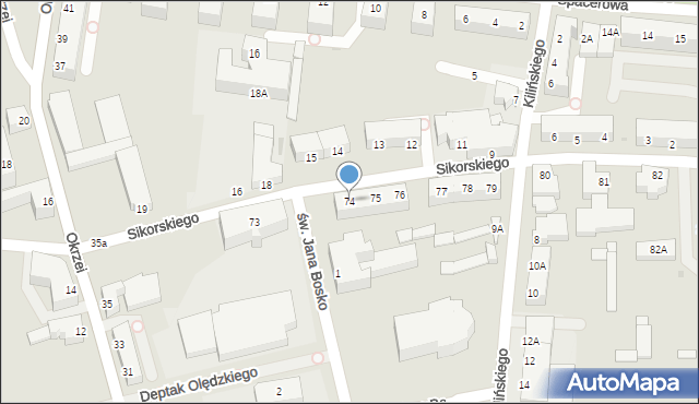 Piła, Sikorskiego Władysława, gen., 74, mapa Piły