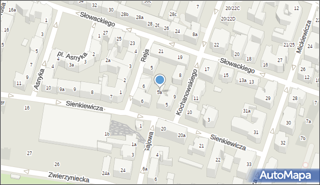 Poznań, Sienkiewicza Henryka, 5a, mapa Poznania