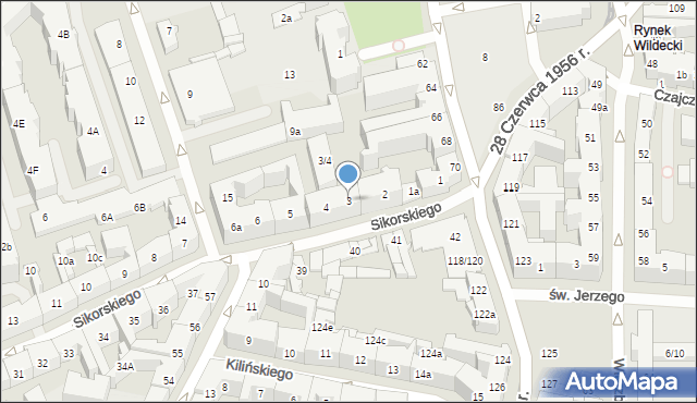 Poznań, Sikorskiego Władysława, gen., 3, mapa Poznania