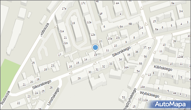 Poznań, Sikorskiego Władysława, gen., 13, mapa Poznania