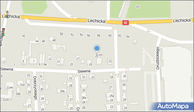 Poznań, Siewna, 21, mapa Poznania