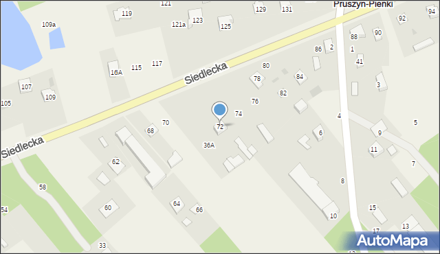 Pruszyn-Pieńki, Siedlecka, 72, mapa Pruszyn-Pieńki