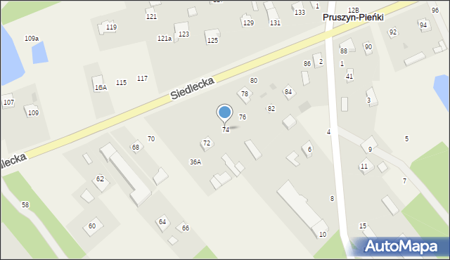 Pruszyn-Pieńki, Siedlecka, 74, mapa Pruszyn-Pieńki