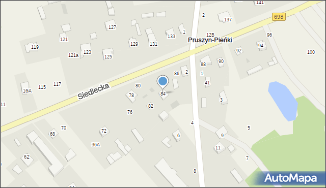 Pruszyn-Pieńki, Siedlecka, 84, mapa Pruszyn-Pieńki